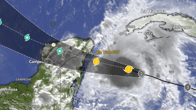 ‘Beryl’ mantiene desplazamiento hacia la Península de Yucatán, como huracán categoría dos