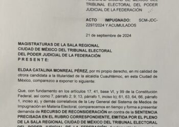 Catalina Monreal impugna resolución del Tribunal Electoral CDMX