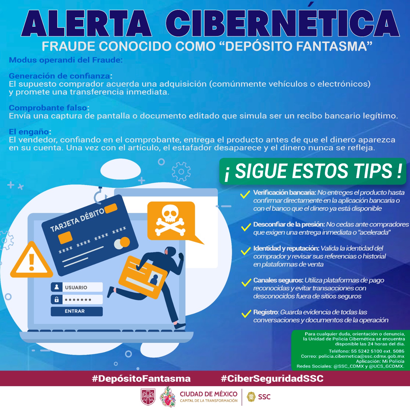 SSC alerta sobre “Depósito Fantasma”, fraude que acecha a vendedores en redes sociales